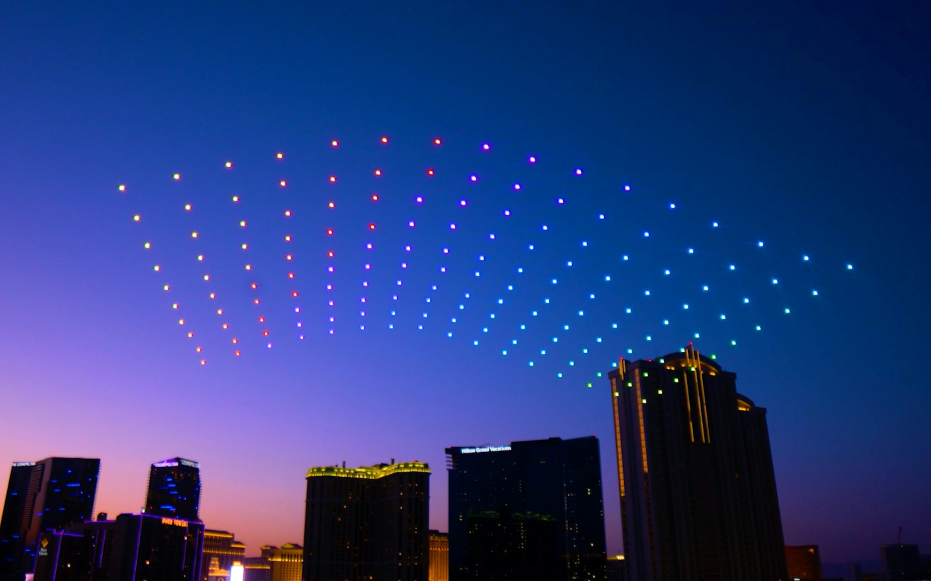 The Verge Aero drone team pulled off the seemingly impossible at this year’s Experiential Marketing Summit (EMS) at the MGM Grand Las Vegas – flying a drone show high above the ballroom right next to Harry Reid International Airport.Drone technology pioneers Verge Aero and Drone Stories joined forces in October to deliver an incredible, perfectly programmed show to mark the 25th anniversary of Electric Daisy Carnival in Las Vegas.